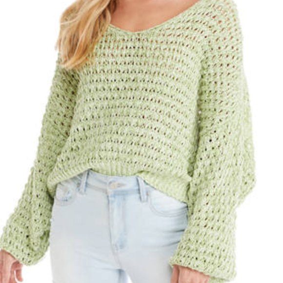 Free People Coconut V Neck Sweater in Kiwi Combo - Picture 1 of 5